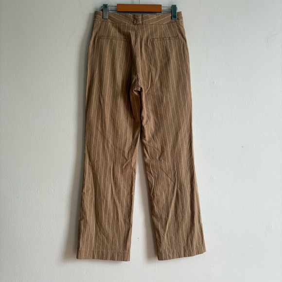 Sezane Sz 6 (38) Parisian Tan Pin Stripes Wool Blend Straight Leg Pants - Picture 5 of 7